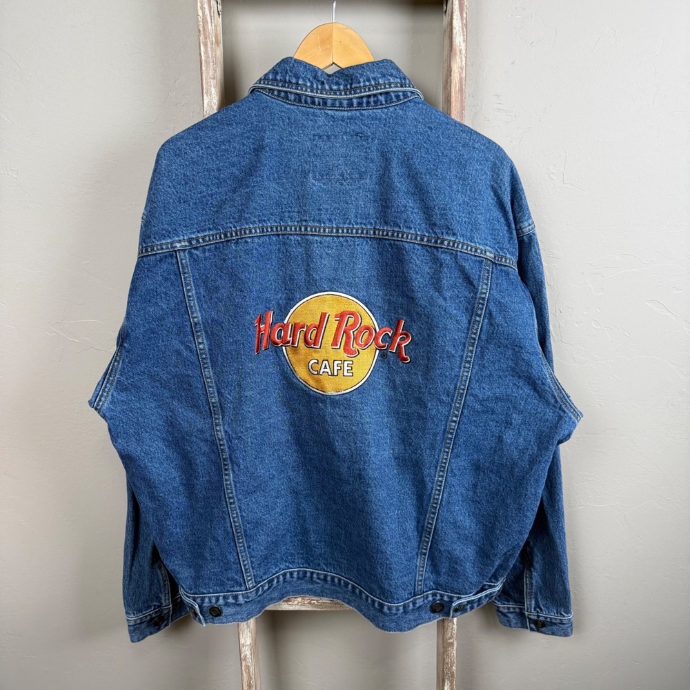 Vintage Hard Rock Denim Embroidered Jolly Rancher Trucker Jacket XL